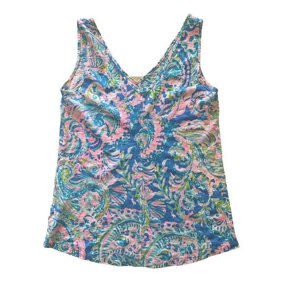 Lilly Pulitzer Tops - Lilly Pulitzer Gigi Dream Team Pink Summer Paisley Tank Top Women’s Size XS